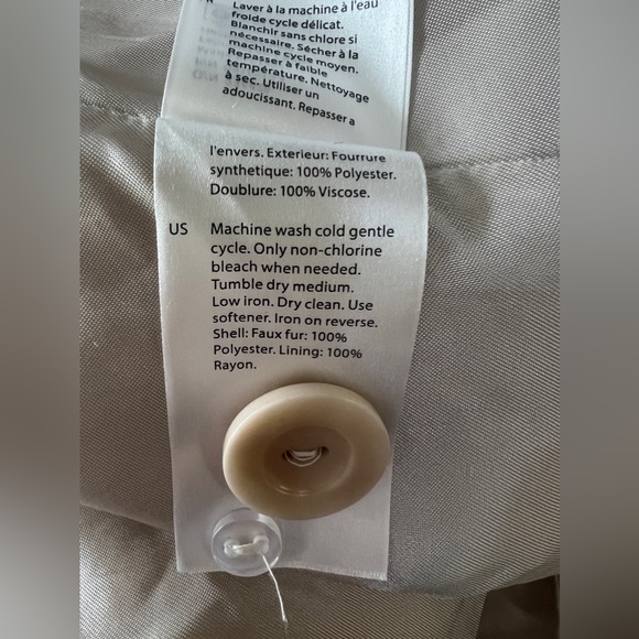 New COS Fuzzy Faux Fur Teddy Fleece Coat Size 8, Cream - Picture 10 of 10